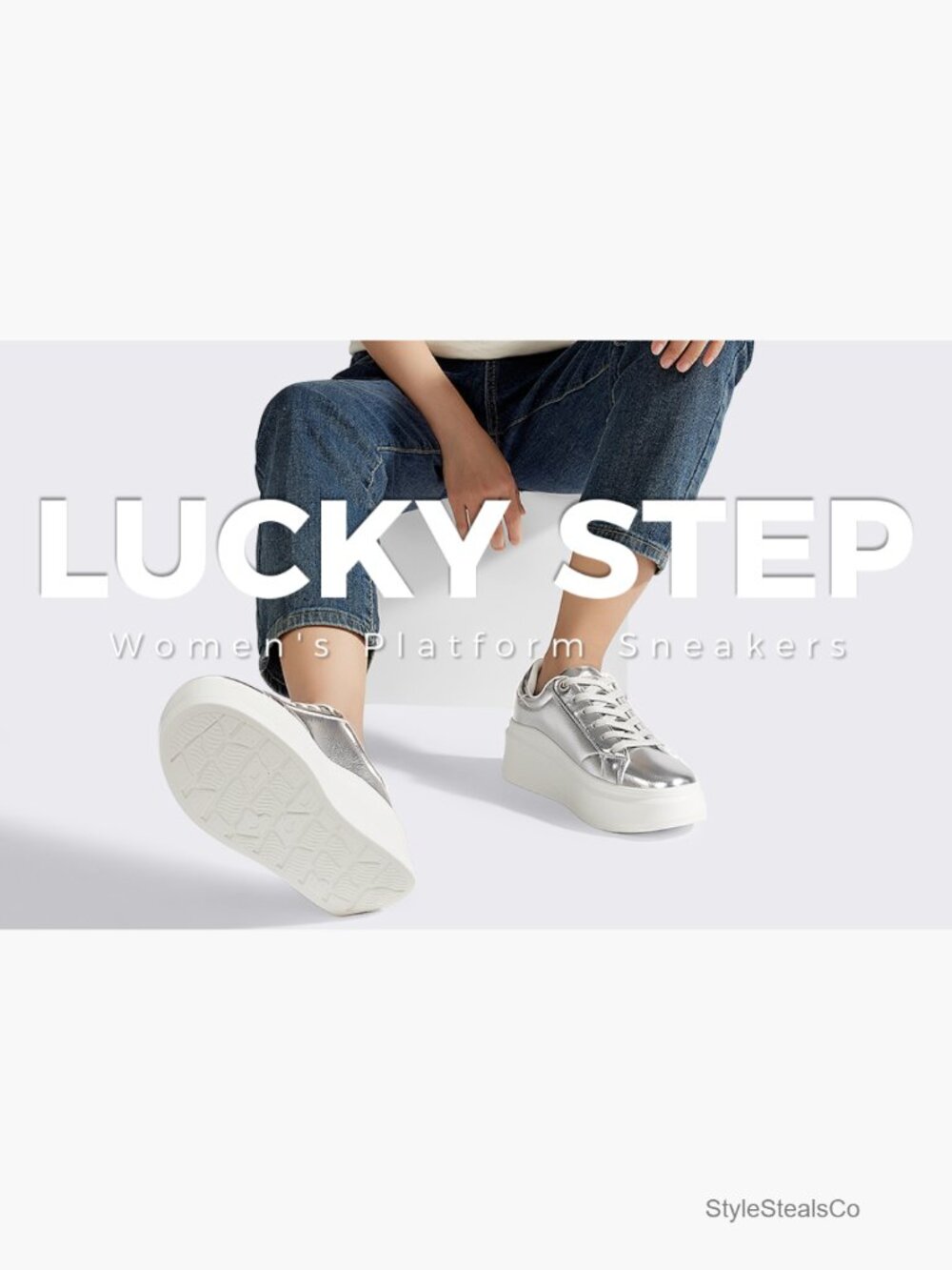 Platform Fashion Sneakers Faux Leather Low Top Casual Walking Shoes - Picture 7 of 7